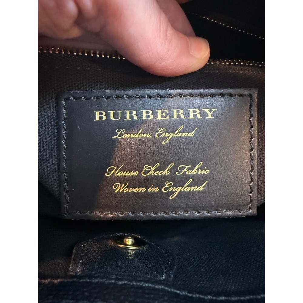 Burberry Banner Small Black Leather Tote Satchel Bag Authenticated Italy #mc - Picture 3 of 16
